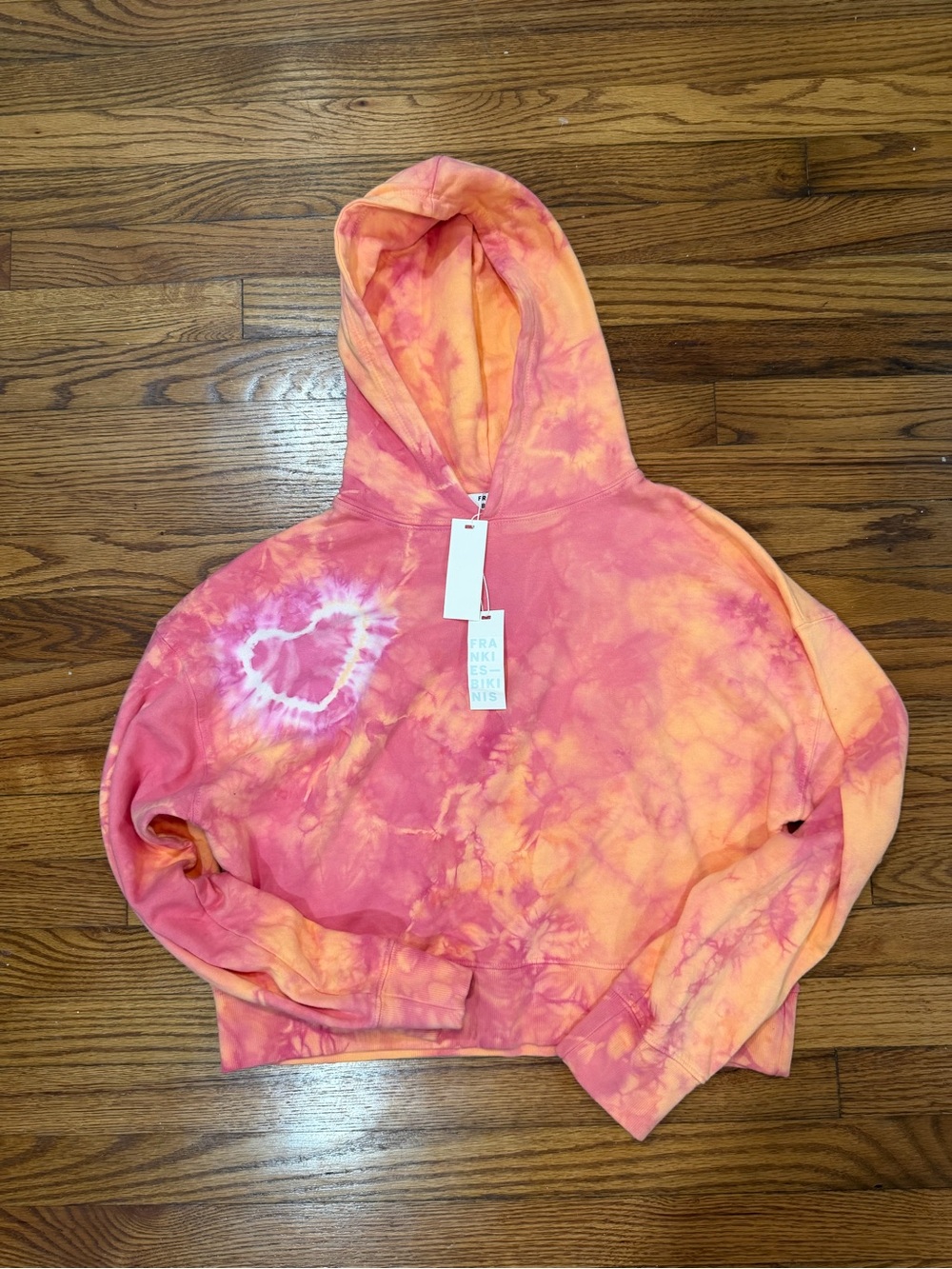 Frankie’s Bikinis Burl Cropped Hoodie Sherbet Tie Dye NWT